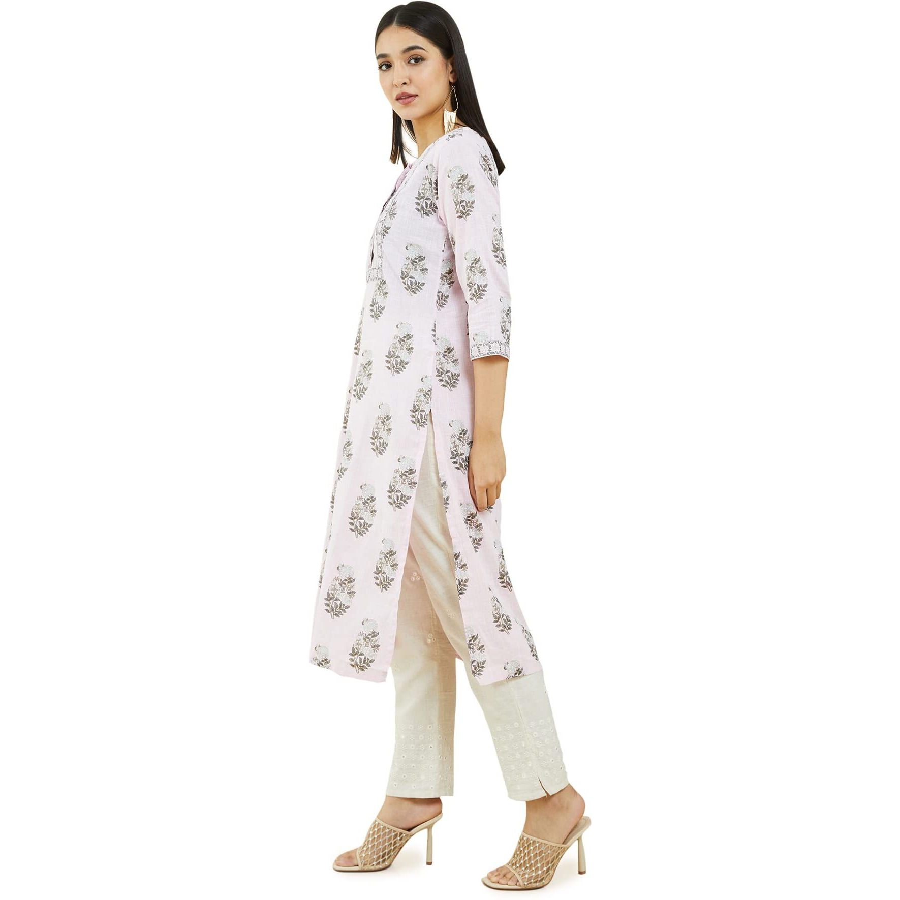 Soch Women Pink Cotton Printed Kurta