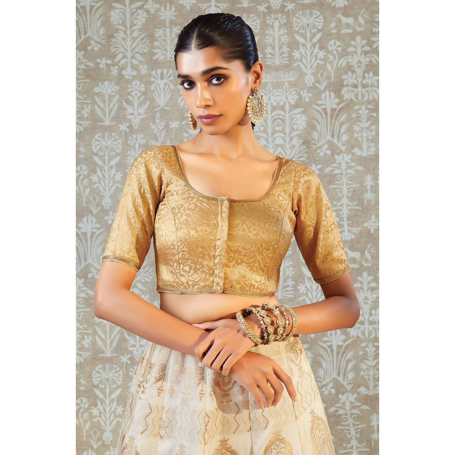 Soch Gold Art Silk Blouse With Zari Brocade Weaving