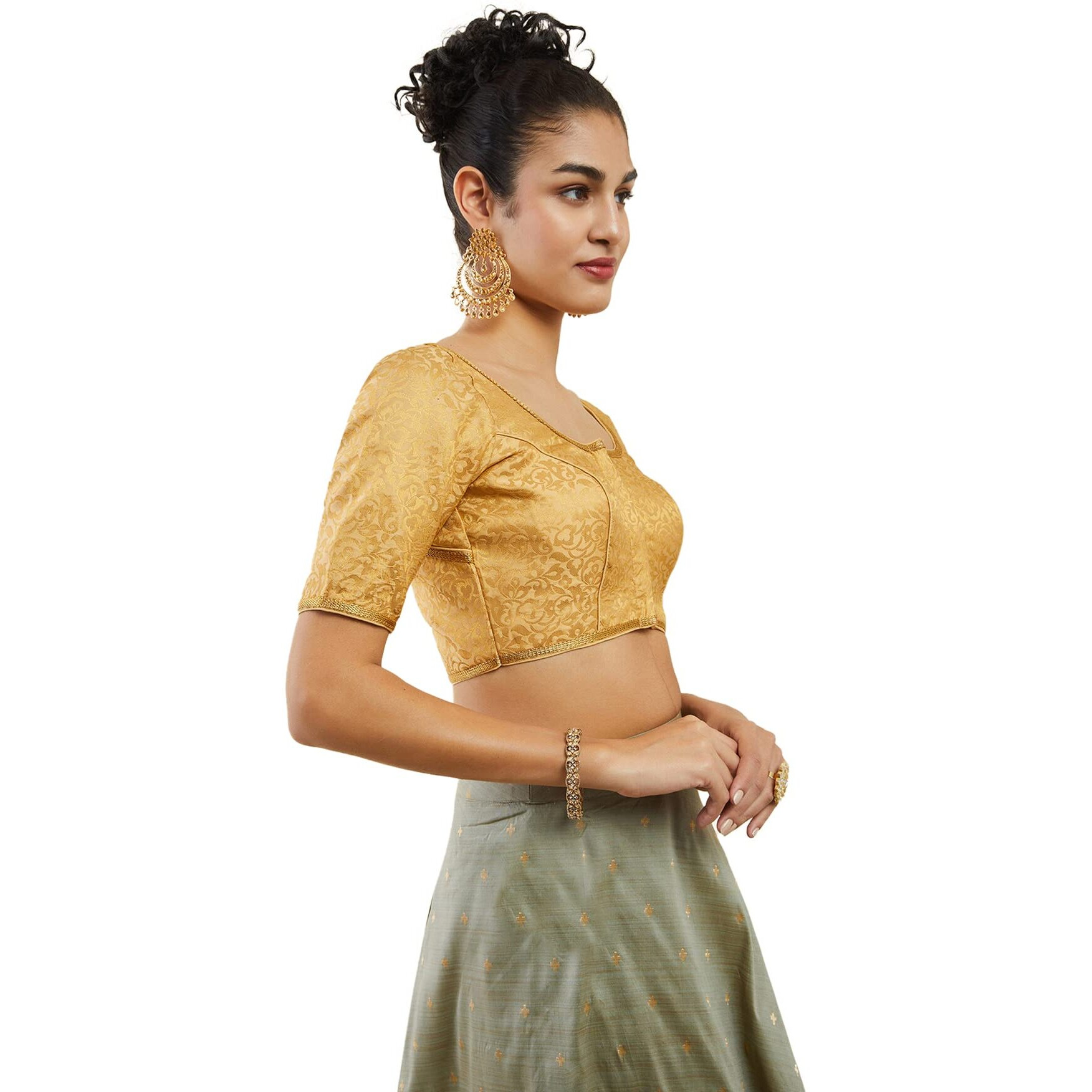 Soch Gold Art Silk Blouse With Zari Brocade Weaving
