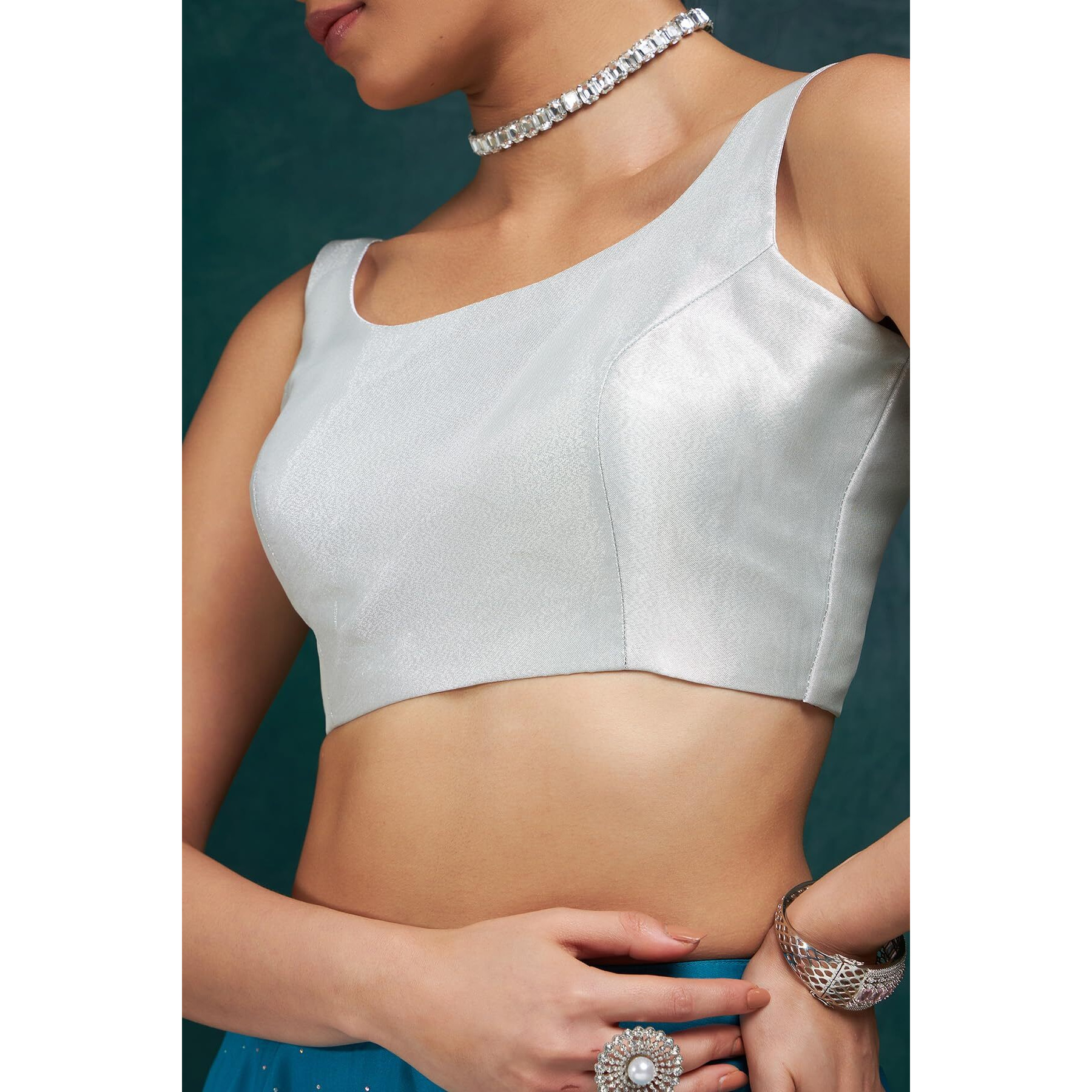 Soch Women's Chiffon Regular Fit Blouse_Silver 38