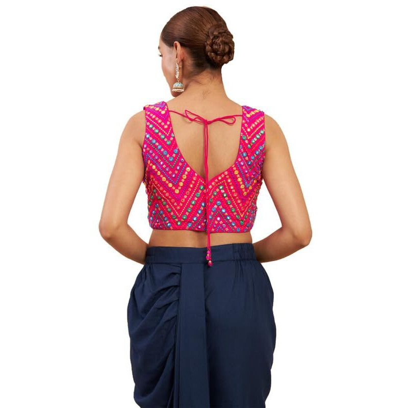 Soch Pink Georgette Blouse With Embroidery And Sequins