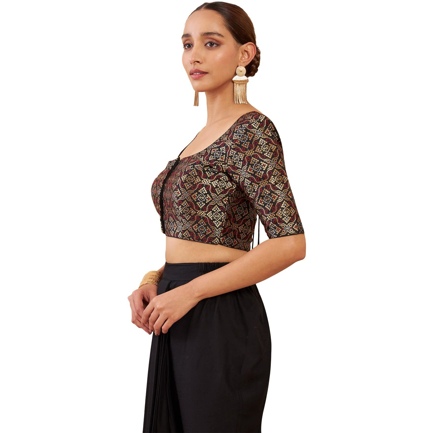 Soch Black Art Silk Blouse With Woven Designs