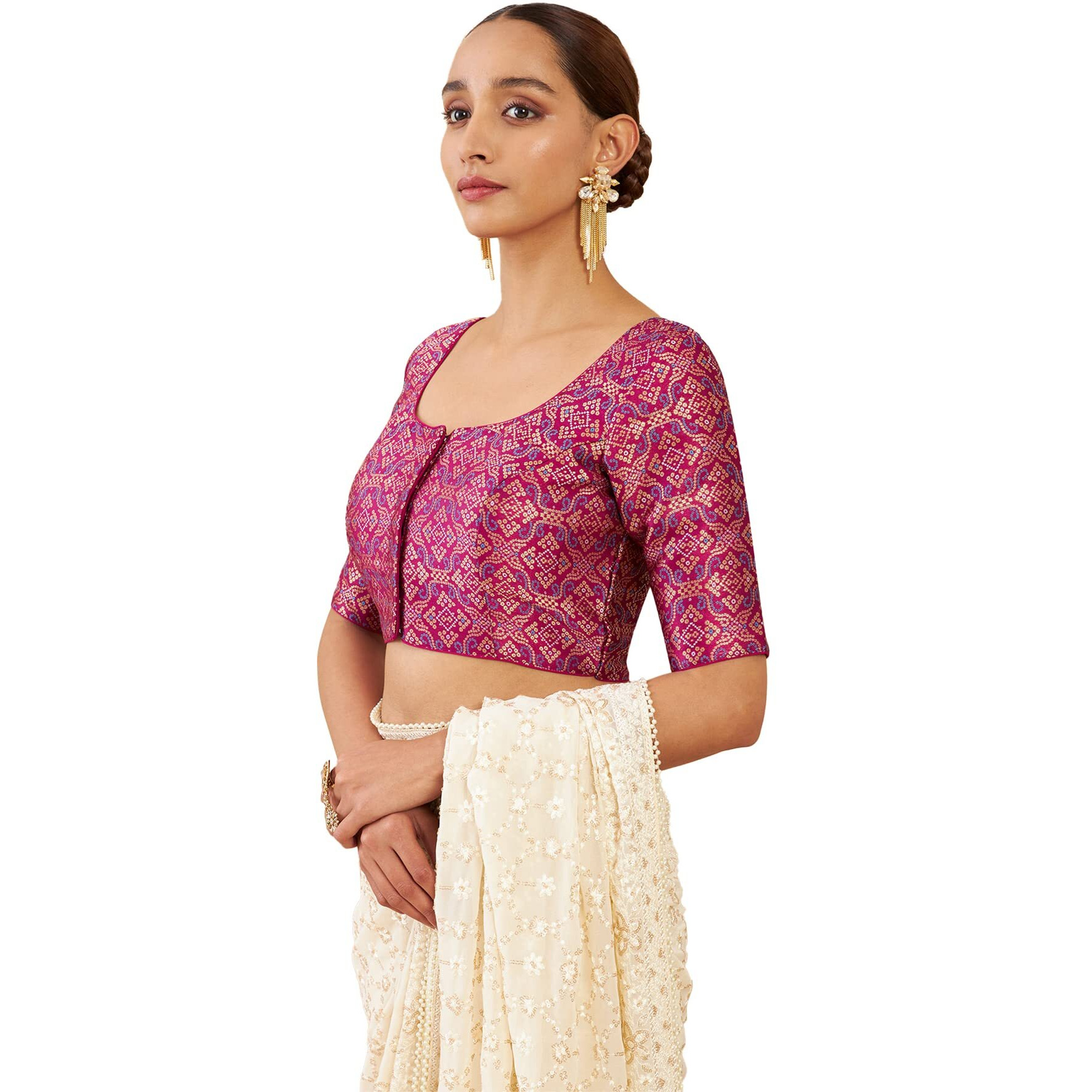 Soch Magenta Art Silk Blouse With Woven Designs