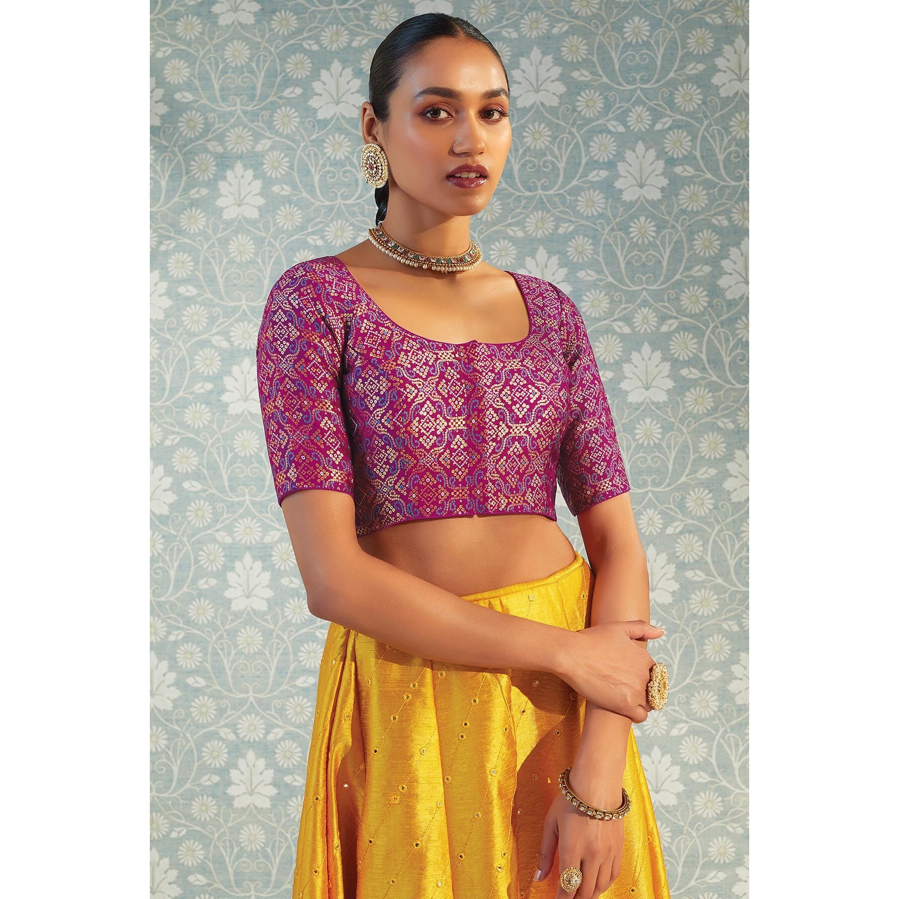 Soch Magenta Art Silk Blouse With Woven Designs