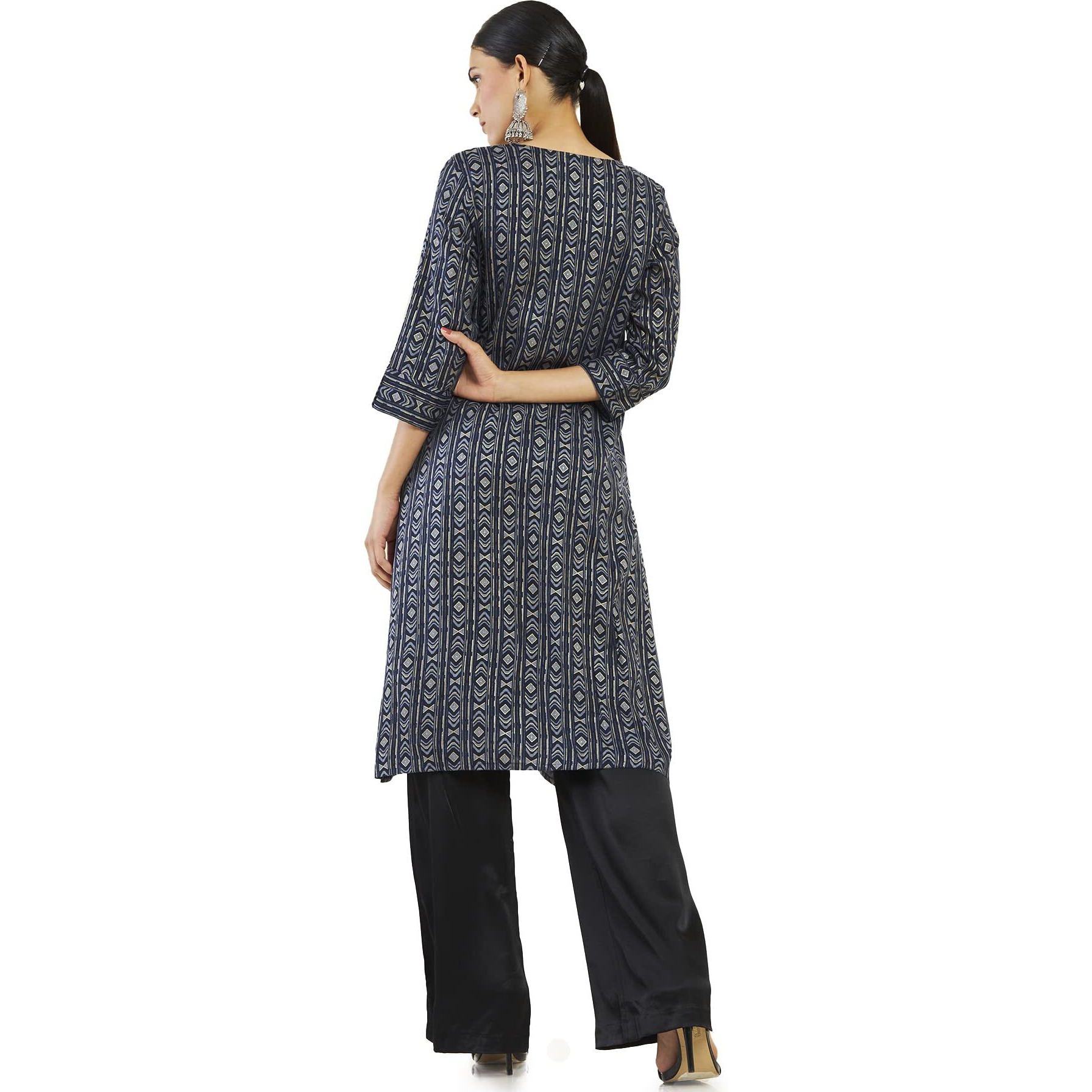 Soch Women Blue Rayon Printed Kurta(8907715863710_Blue_S)