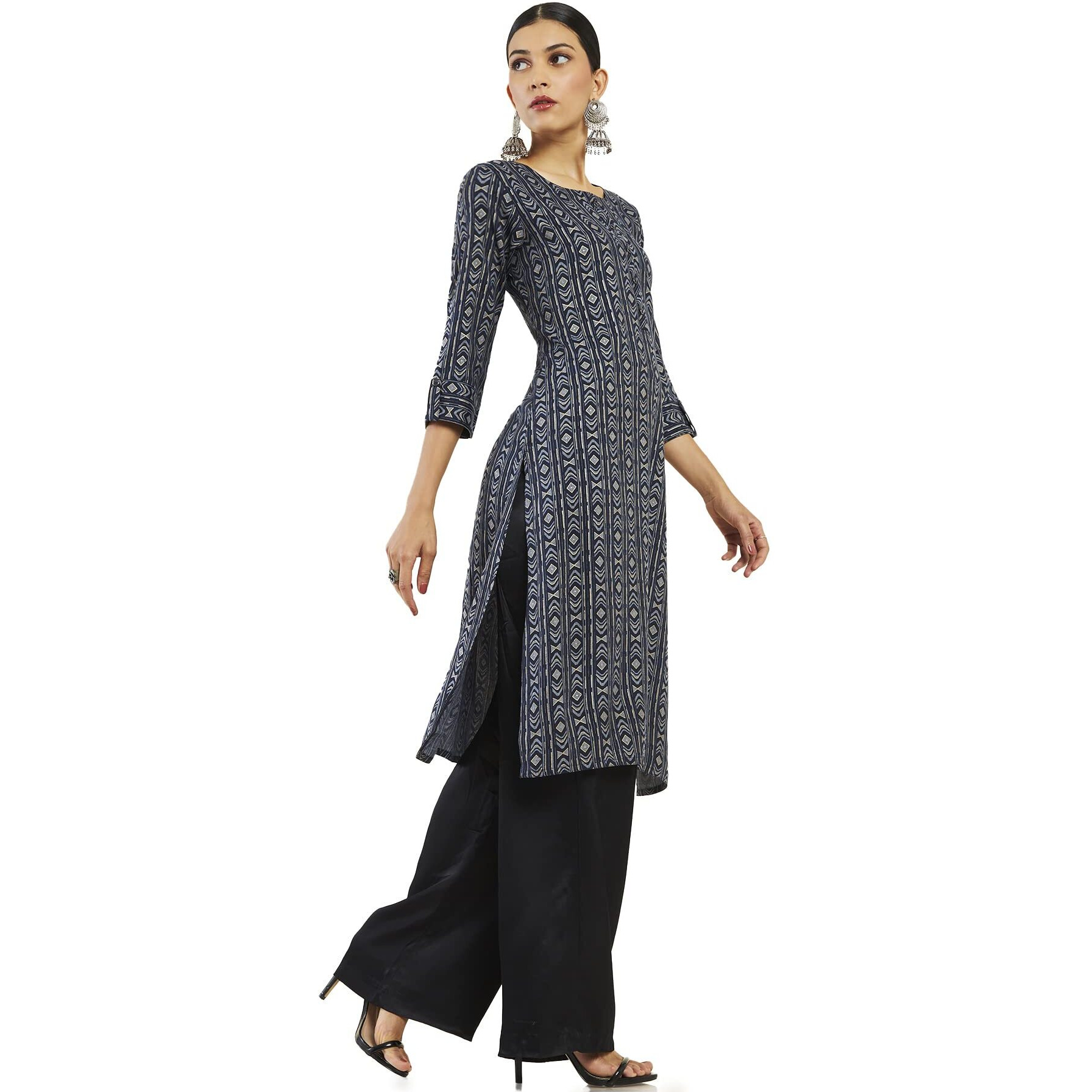 Soch Women Blue Rayon Printed Kurta(8907715863710_Blue_S)