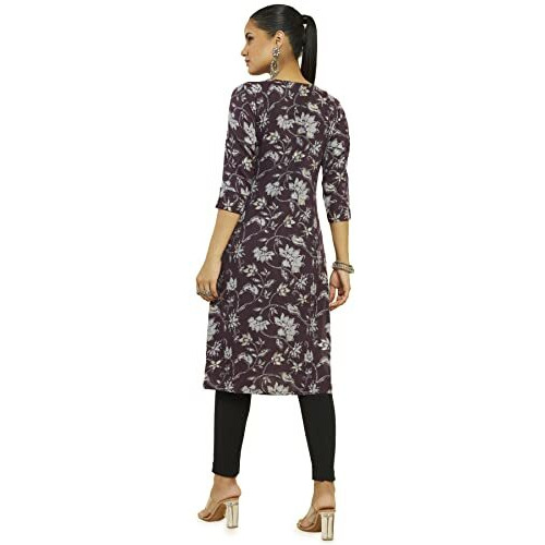 Soch Women Brown Rayon Floral Print Kurta(8907715864298_Brown_2Xl)