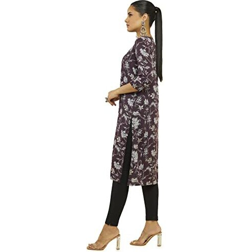 Soch Women Brown Rayon Floral Print Kurta(8907715864298_Brown_2Xl)
