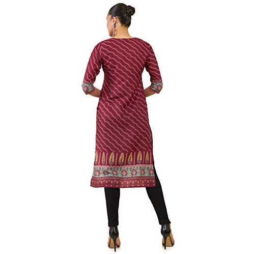 Soch Women Maroon Polyester Printed Kurta(8907715865608_Maroon_X-Large)