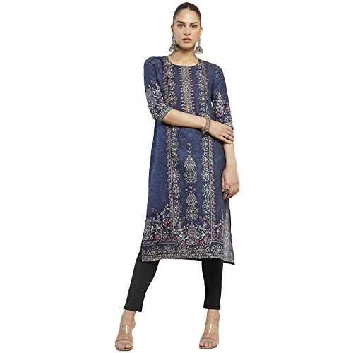 Soch Women Blue Polyester Printed Kurta(8907715865769_Blue_Medium)