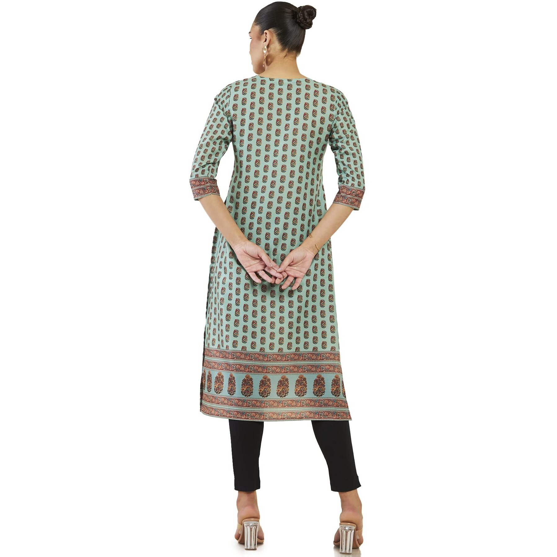 Soch Women Green Polyester Block Print Kurta(8907715866230_Green_S)