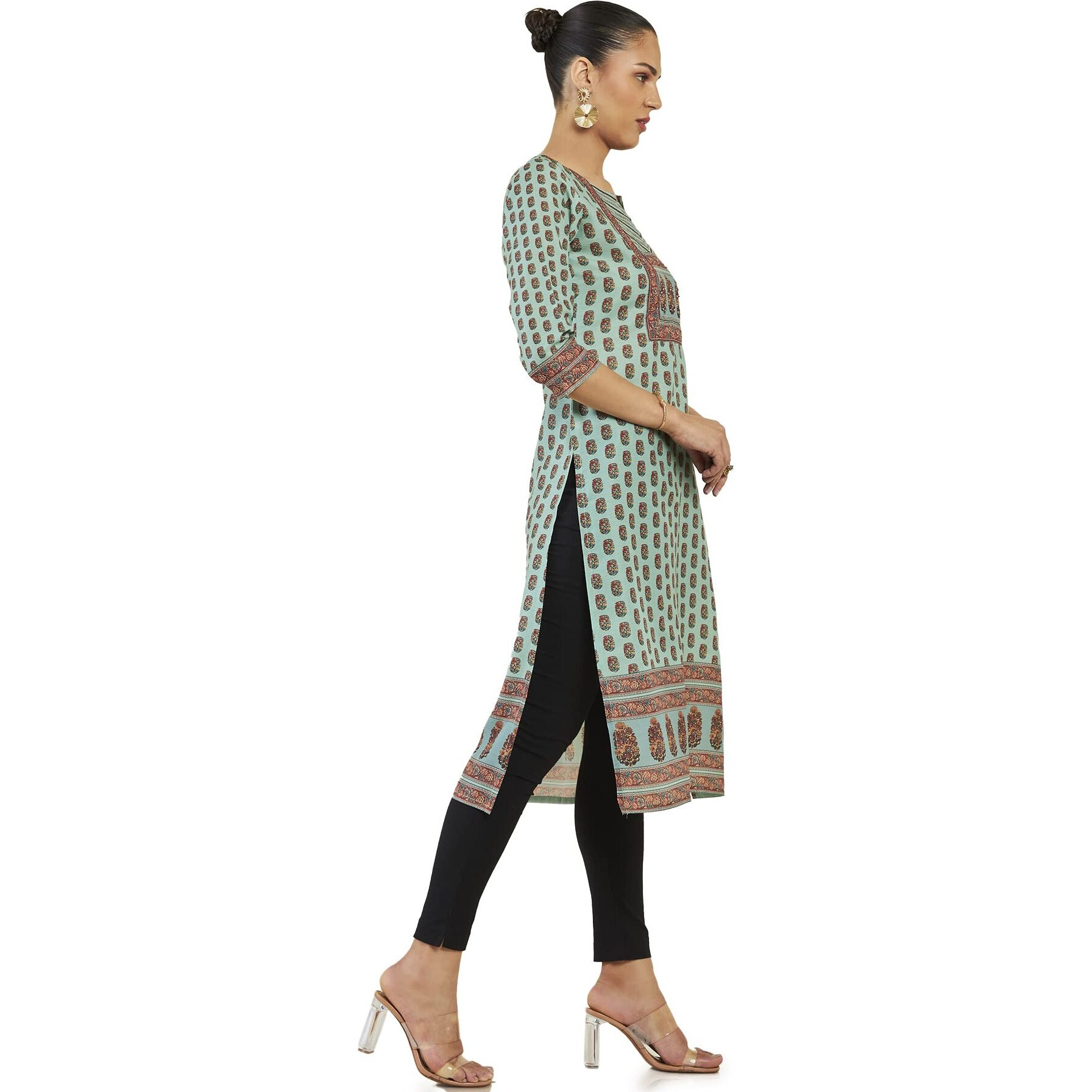 Soch Women Green Polyester Block Print Kurta(8907715866230_Green_S)