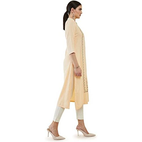 Soch Light Yellow Rayon Kurta With Multicolour Floral Embroidery