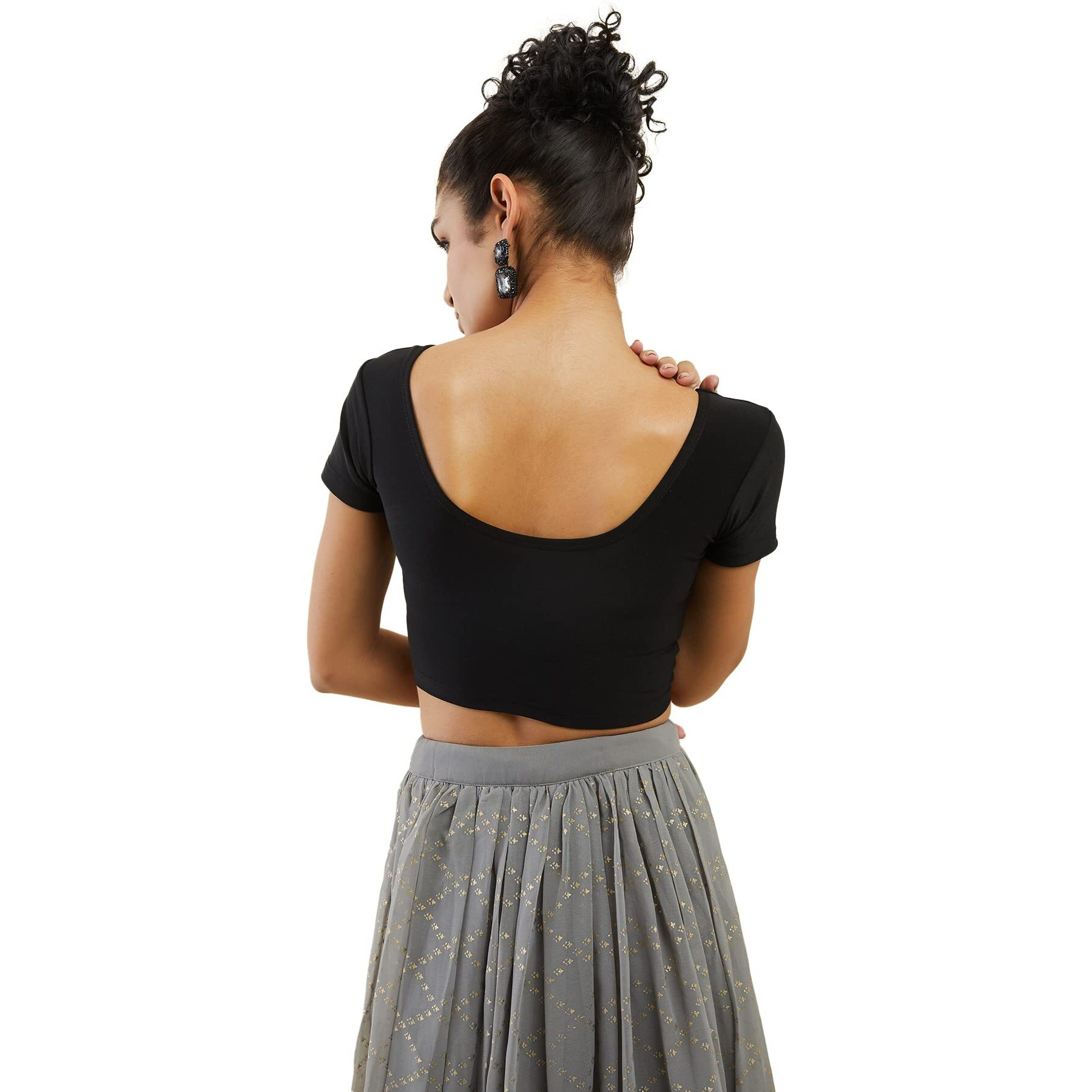 Soch Black Spandex Prince Cut Blouse