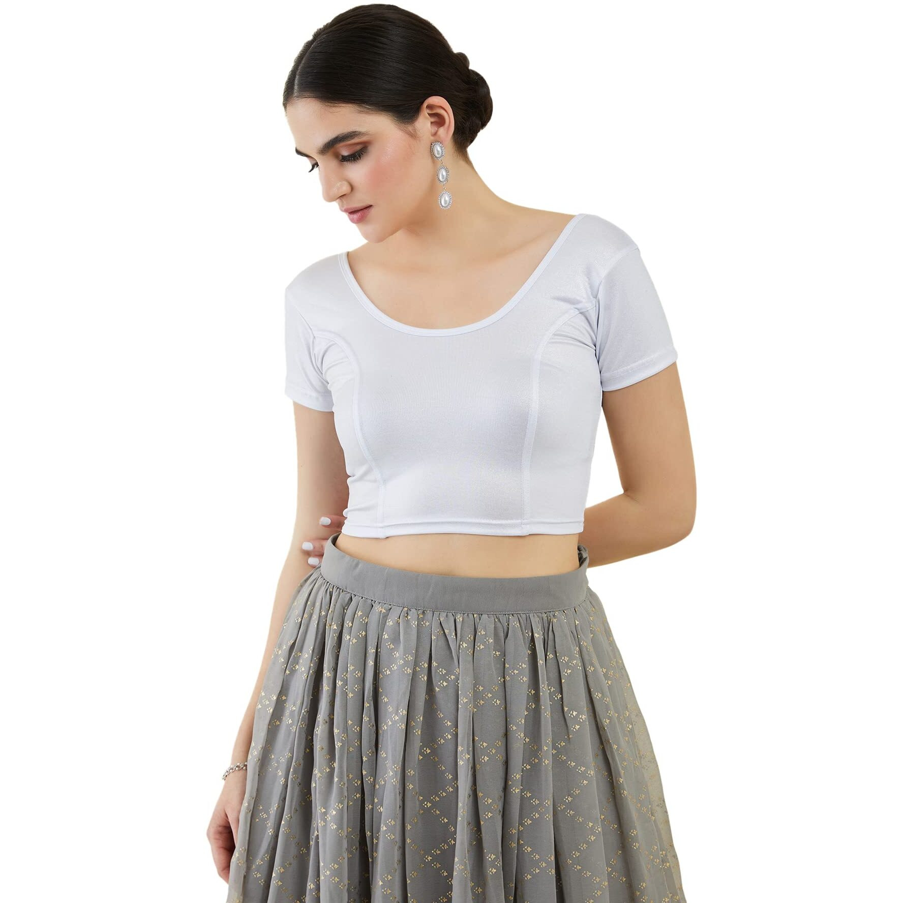 Soch Silver Cotton Lycra Princess Cut Blouse