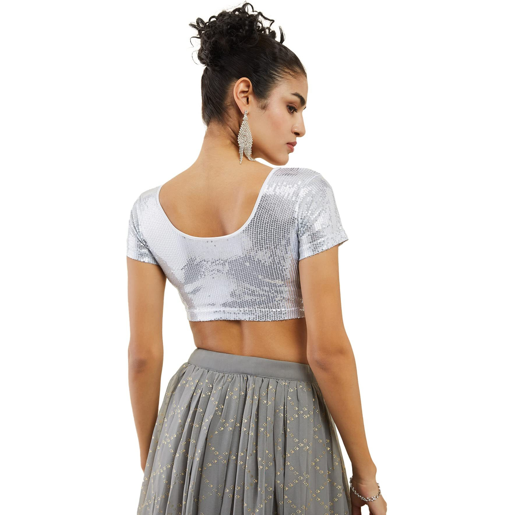 Soch Silver Spandex Sequinned Blouse