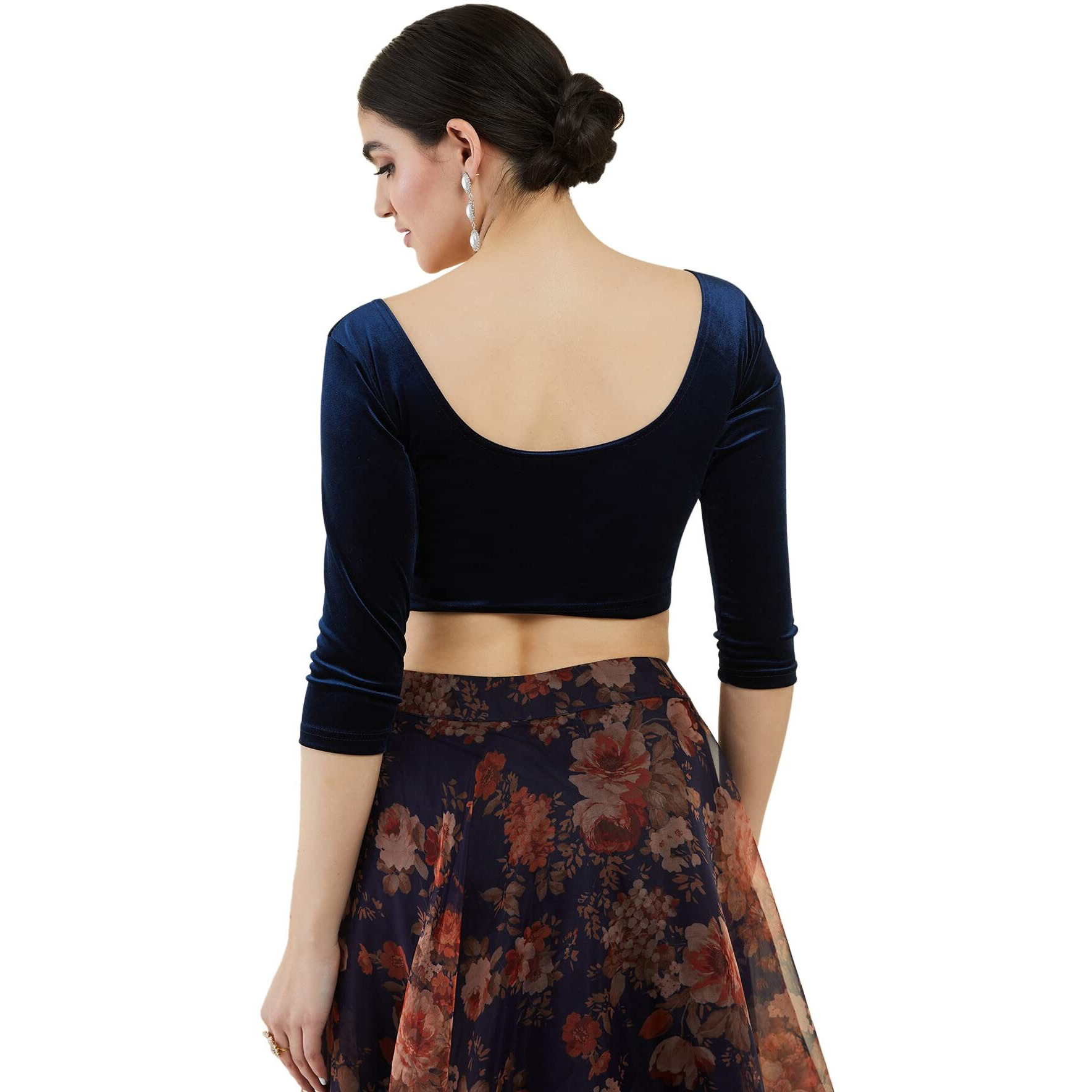Soch Navy Blue Princess Cut Velvet Blouse
