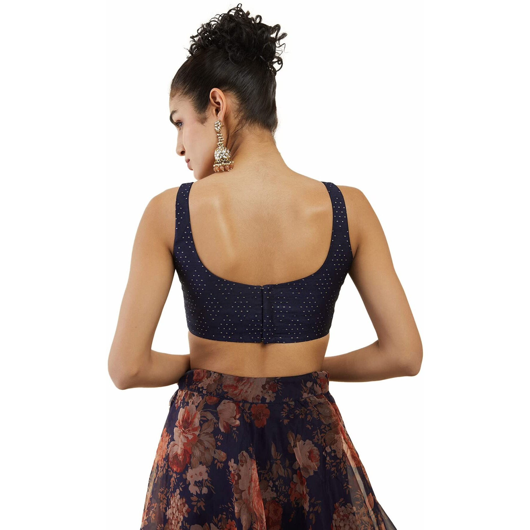 Soch Art Silk Women's Regular Fit Sleeveless Blouse_Blue 32