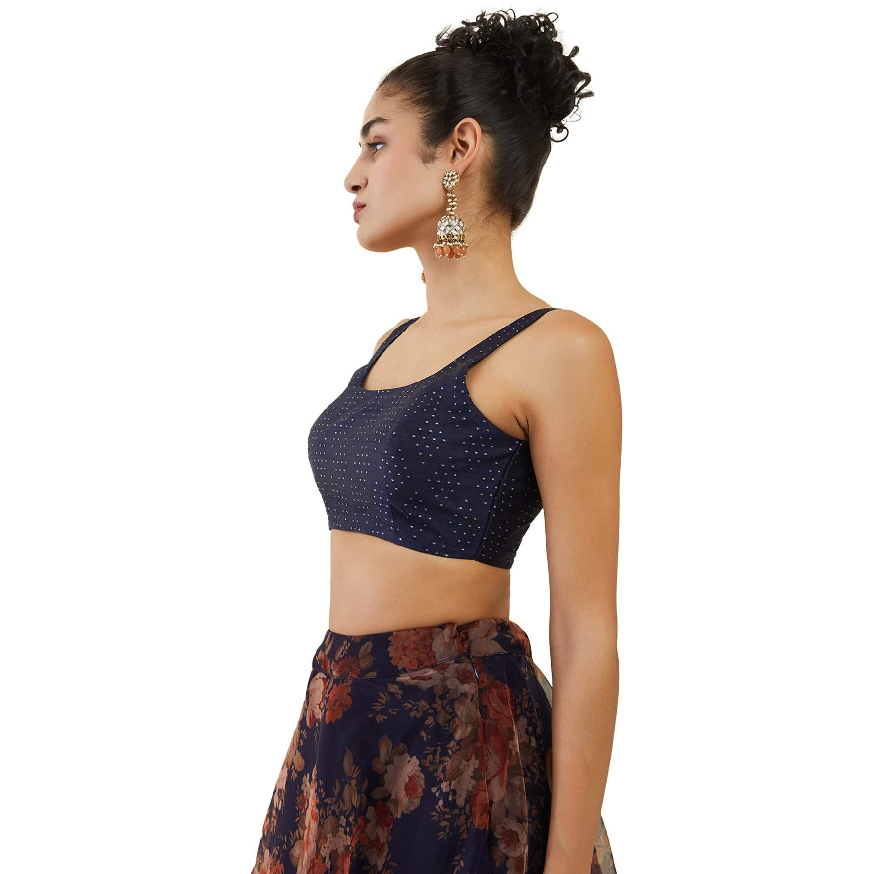Soch Art Silk Women's Regular Fit Sleeveless Blouse_Blue 32