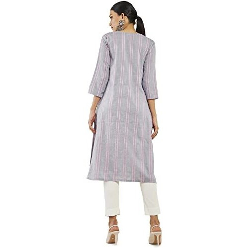 Soch Women Grey Cotton Printed Kurta(8907715884616_Grey_M)