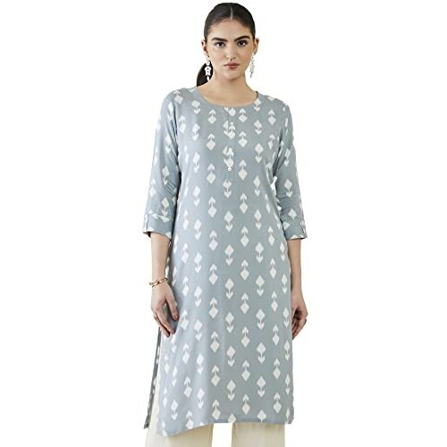Soch Women Grey Rayon Printed Kurta(Grey_Xs)