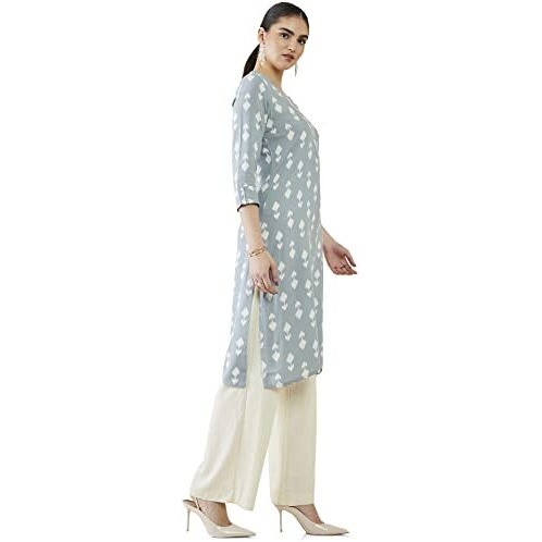 Soch Women Grey Rayon Printed Kurta(Grey_Xs)