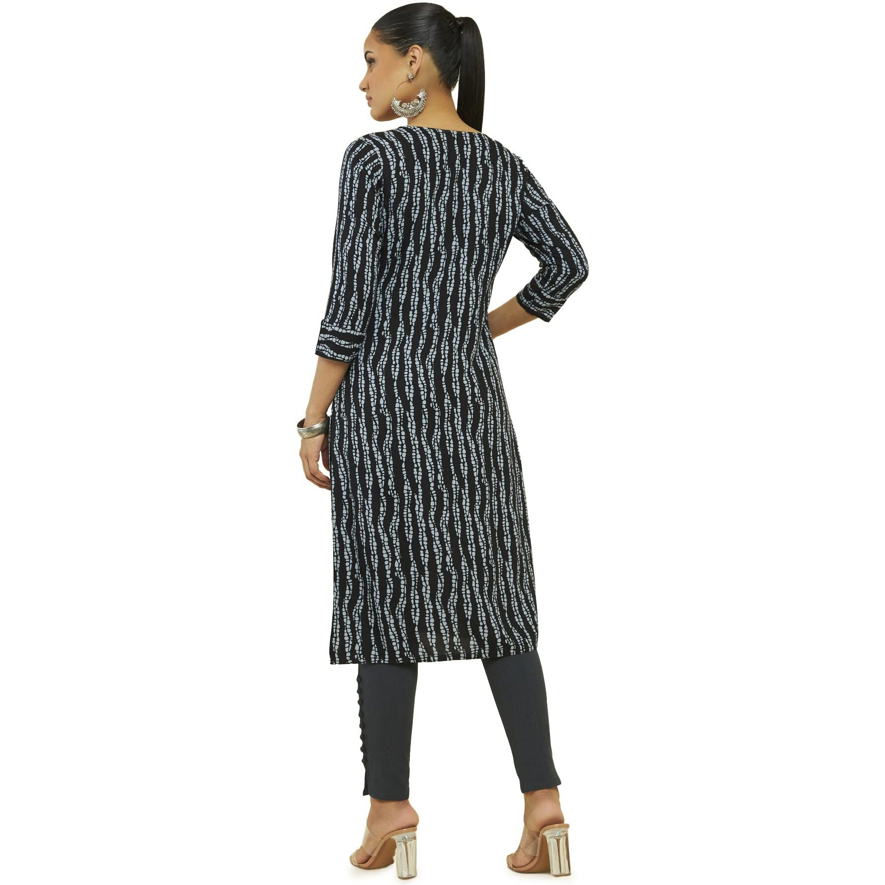 Soch Women Black Rayon Printed Kurta(8907715912951_Black_S)