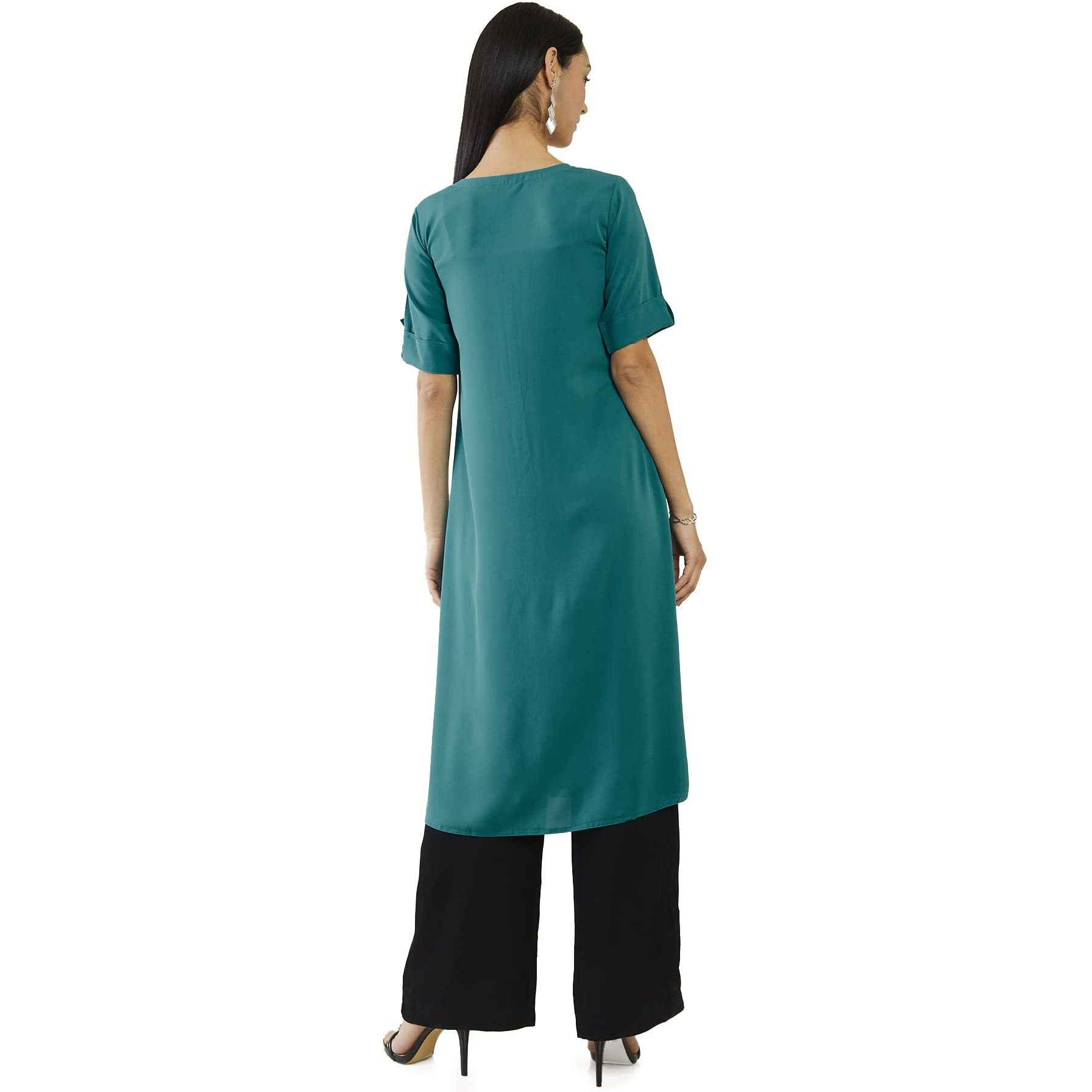 Soch Women Blue Viscose Solid Kurta(Blue_2Xl)