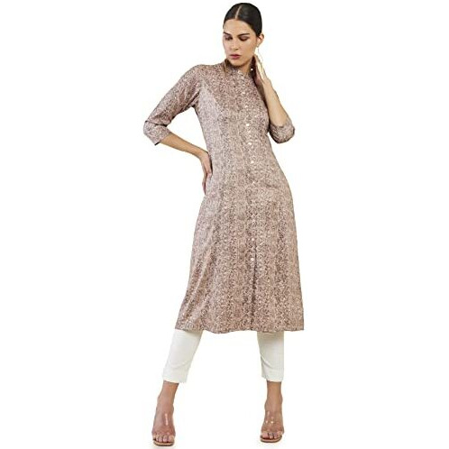 Soch Women Brown Rayon Printed Kurta(8907715913798_Brown_S)