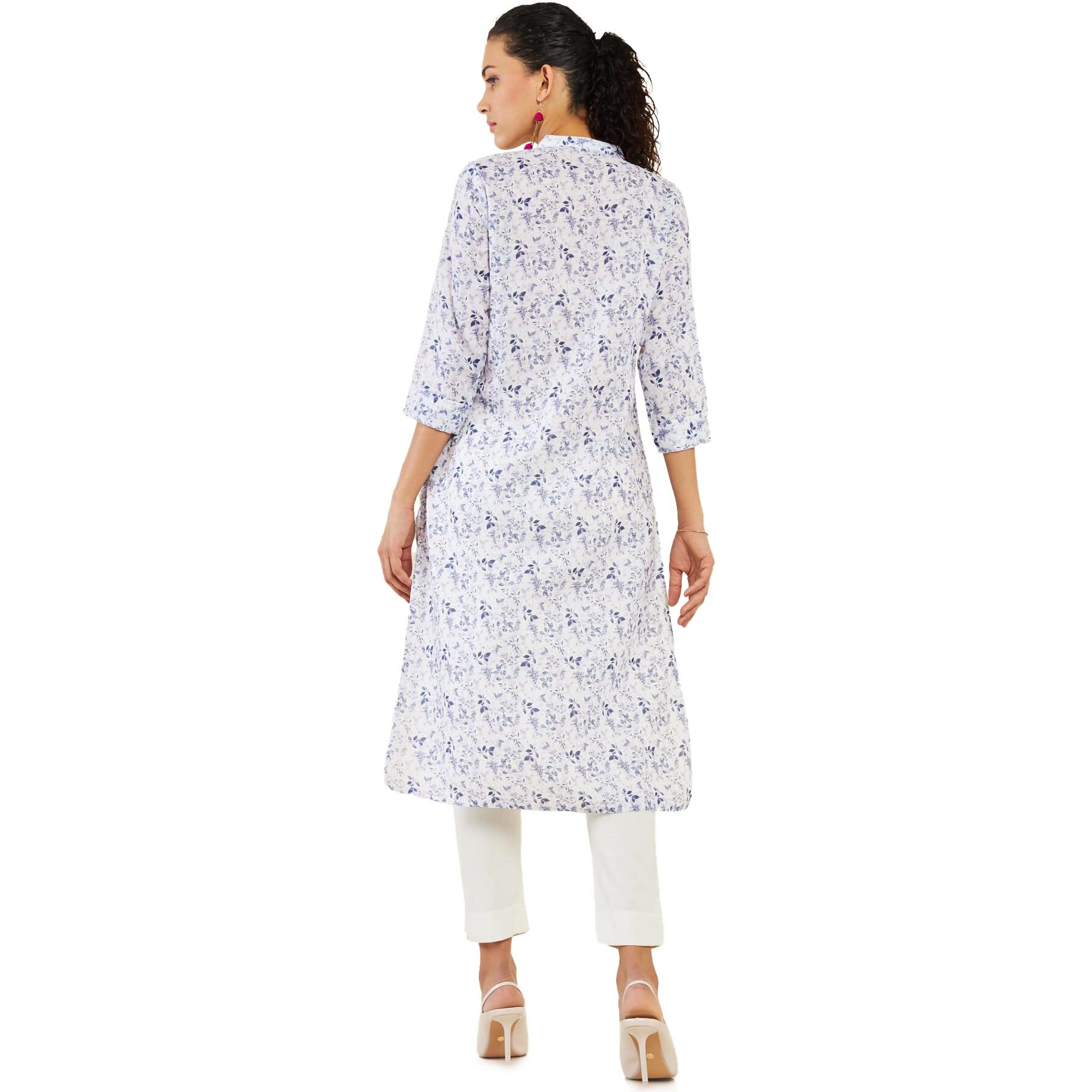 Soch Women Purple Linen Printed Kurta(8907715915556_Purple_L)