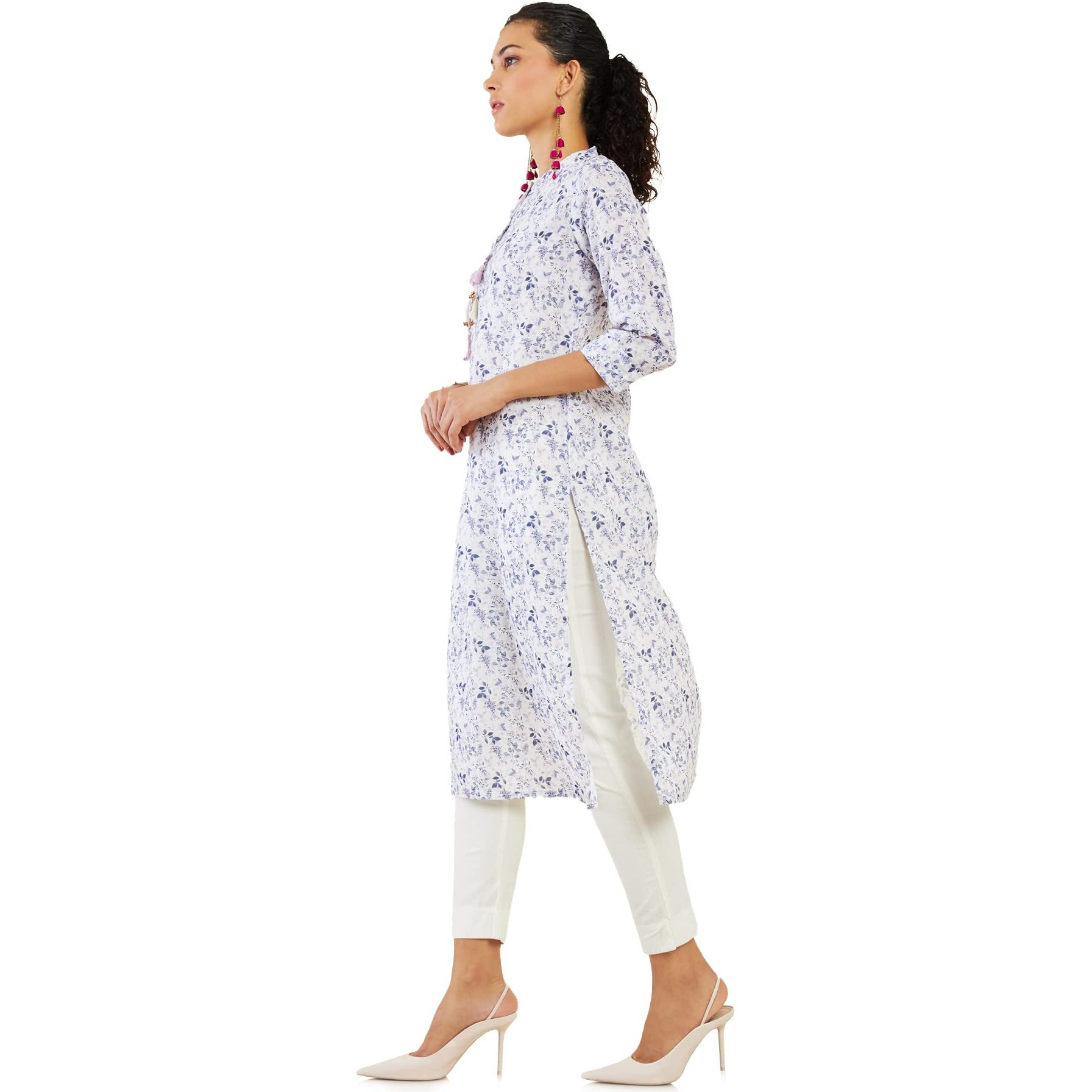 Soch Women Purple Linen Printed Kurta(8907715915556_Purple_L)