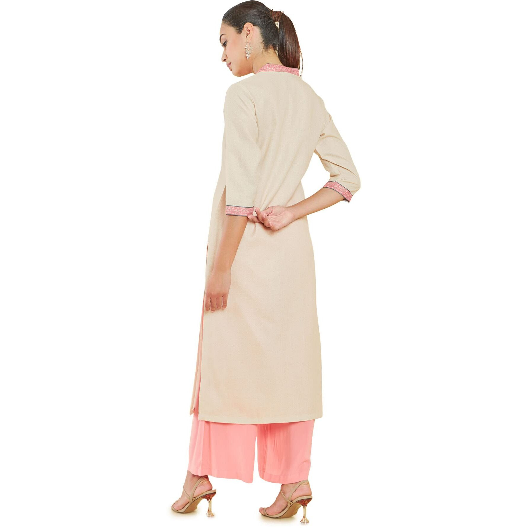 Soch Women Beige Rayon Embroidered Kurta(8907715917581_Beige_Xs)