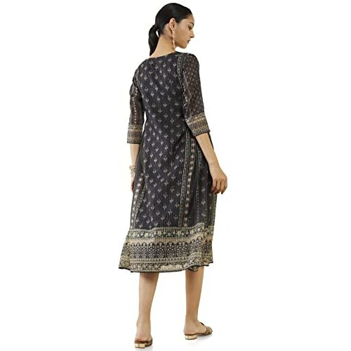 Soch Women Black Chanderi Floral Kurta(Black_L)