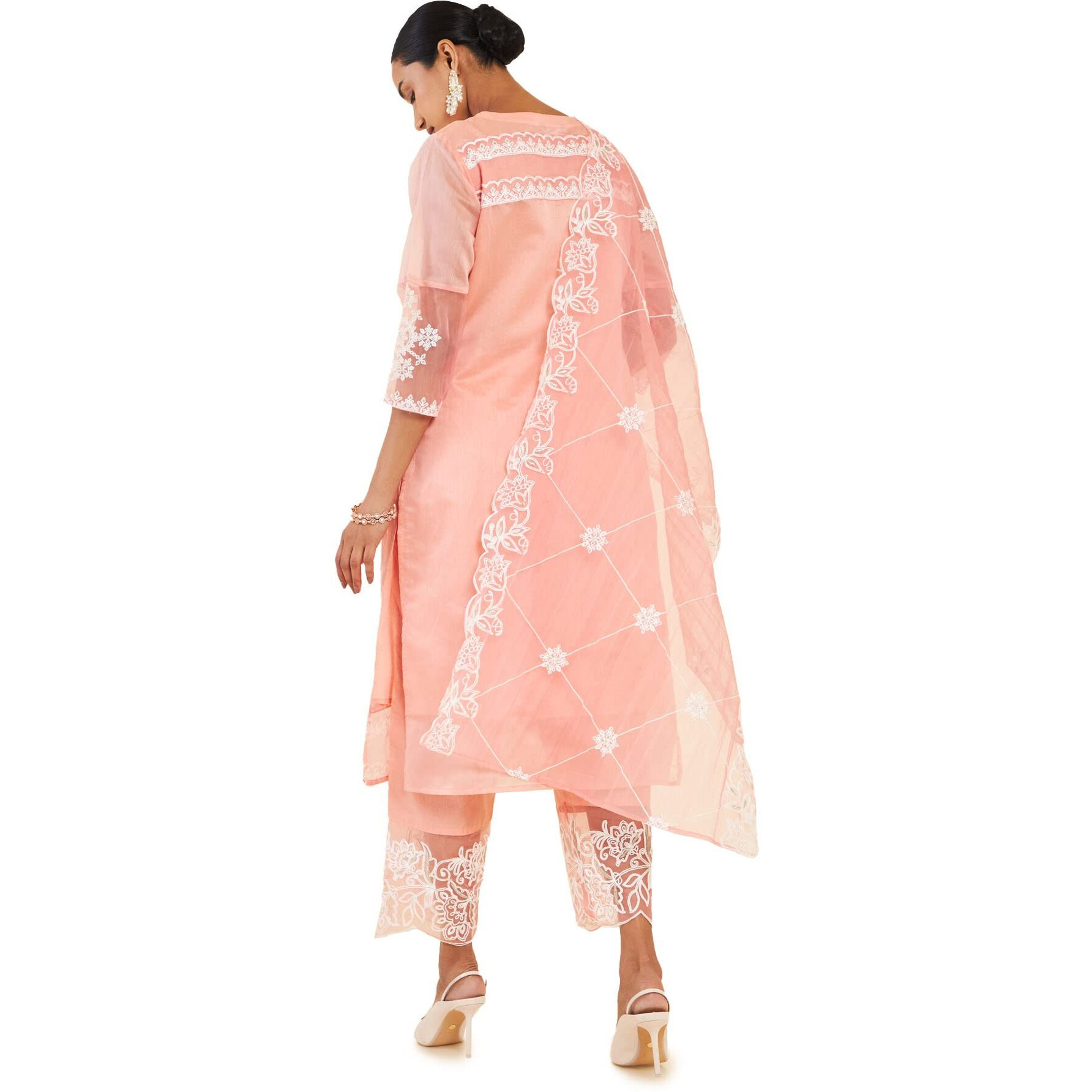Soch Women Pink Chanderi Floral Suit Set (8907715942538_Pink_Xl)