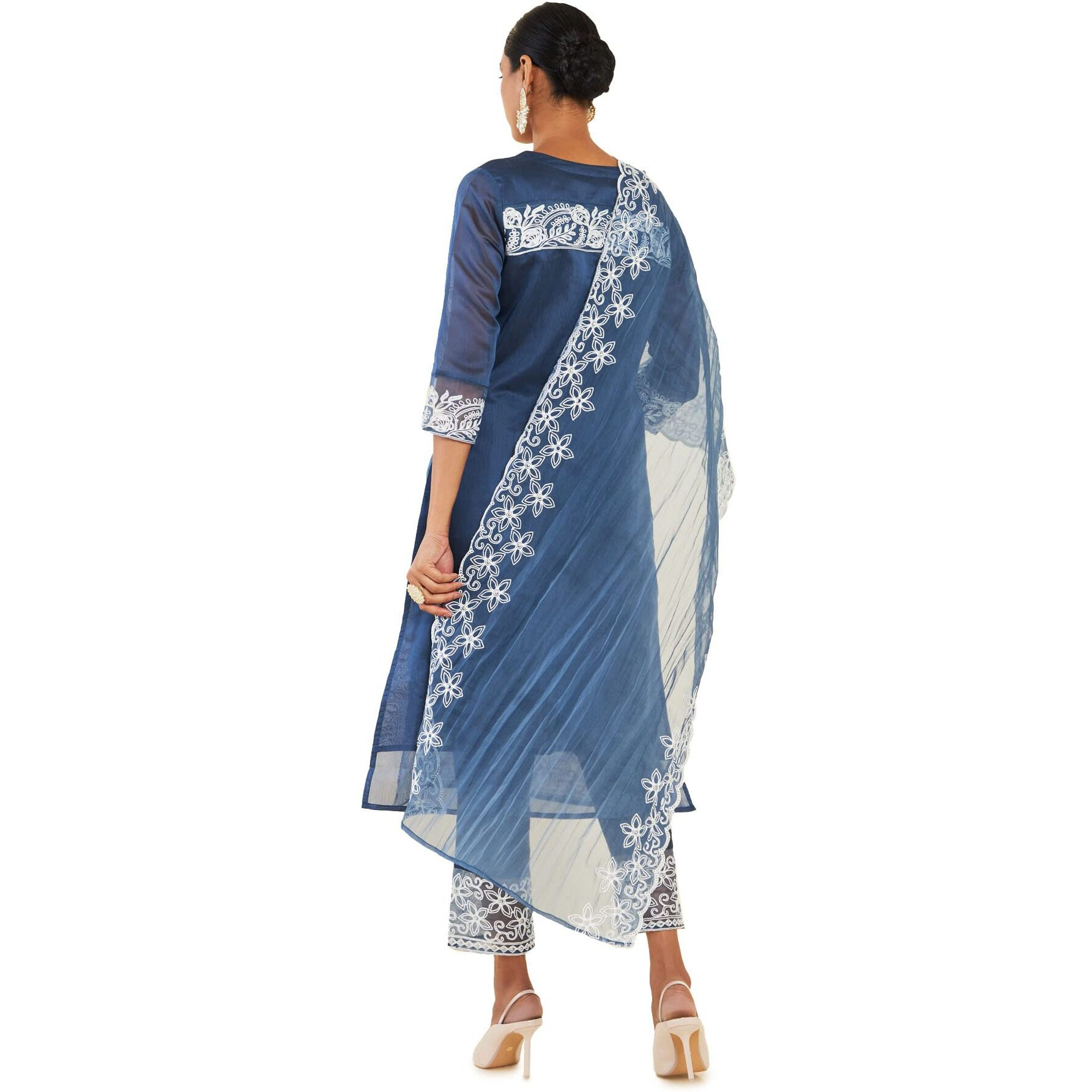 Soch Women Blue Chanderi Floral Suit Set (8907715942774_Blue_L)