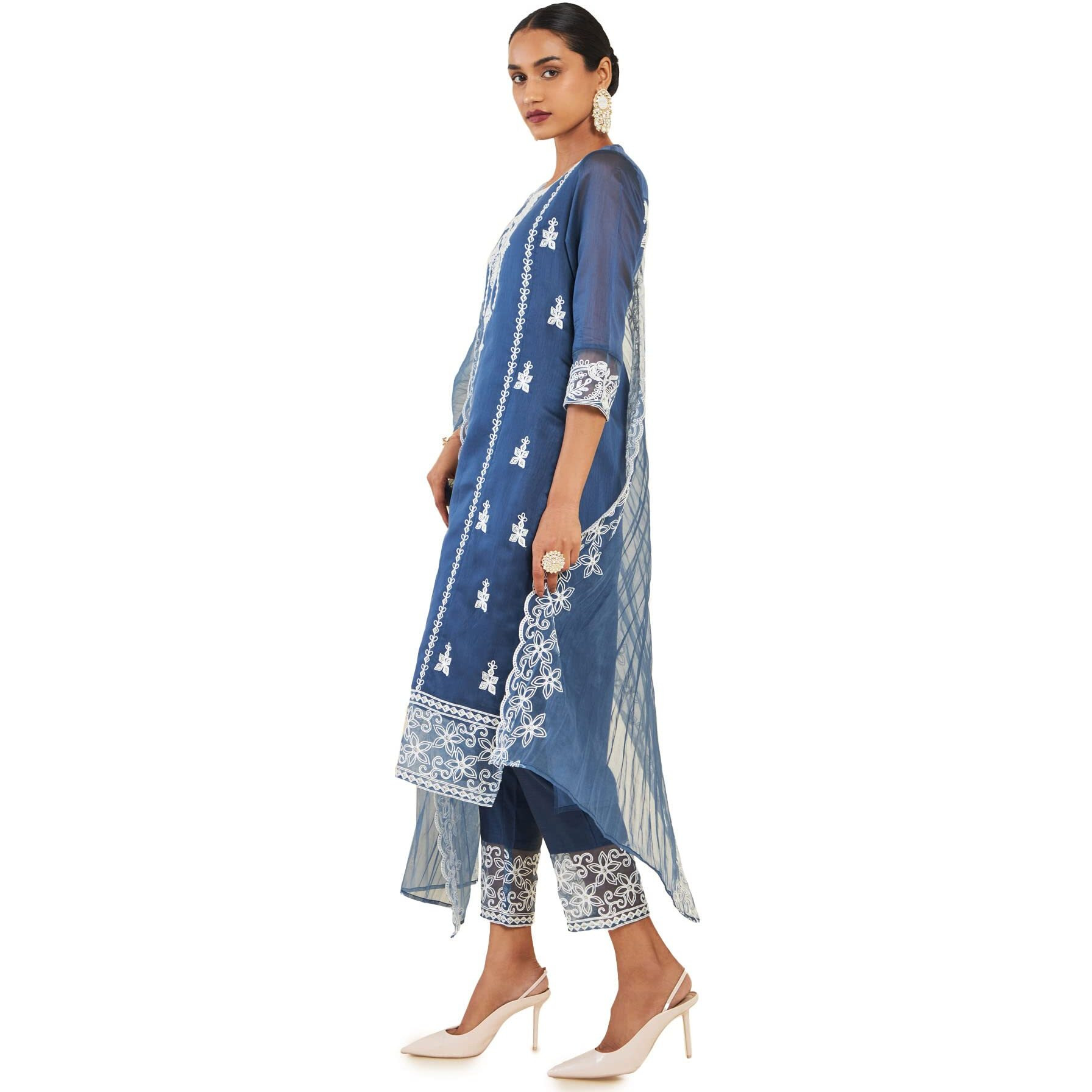 Soch Women Blue Chanderi Floral Suit Set (8907715942774_Blue_L)