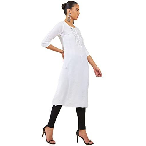 Soch Women White Viscose Embellished Kurta(8907715945379_White_Small)