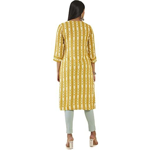 Soch Women Yellow Rayon Geometric Kurta (8907715946093_Yellow_S)