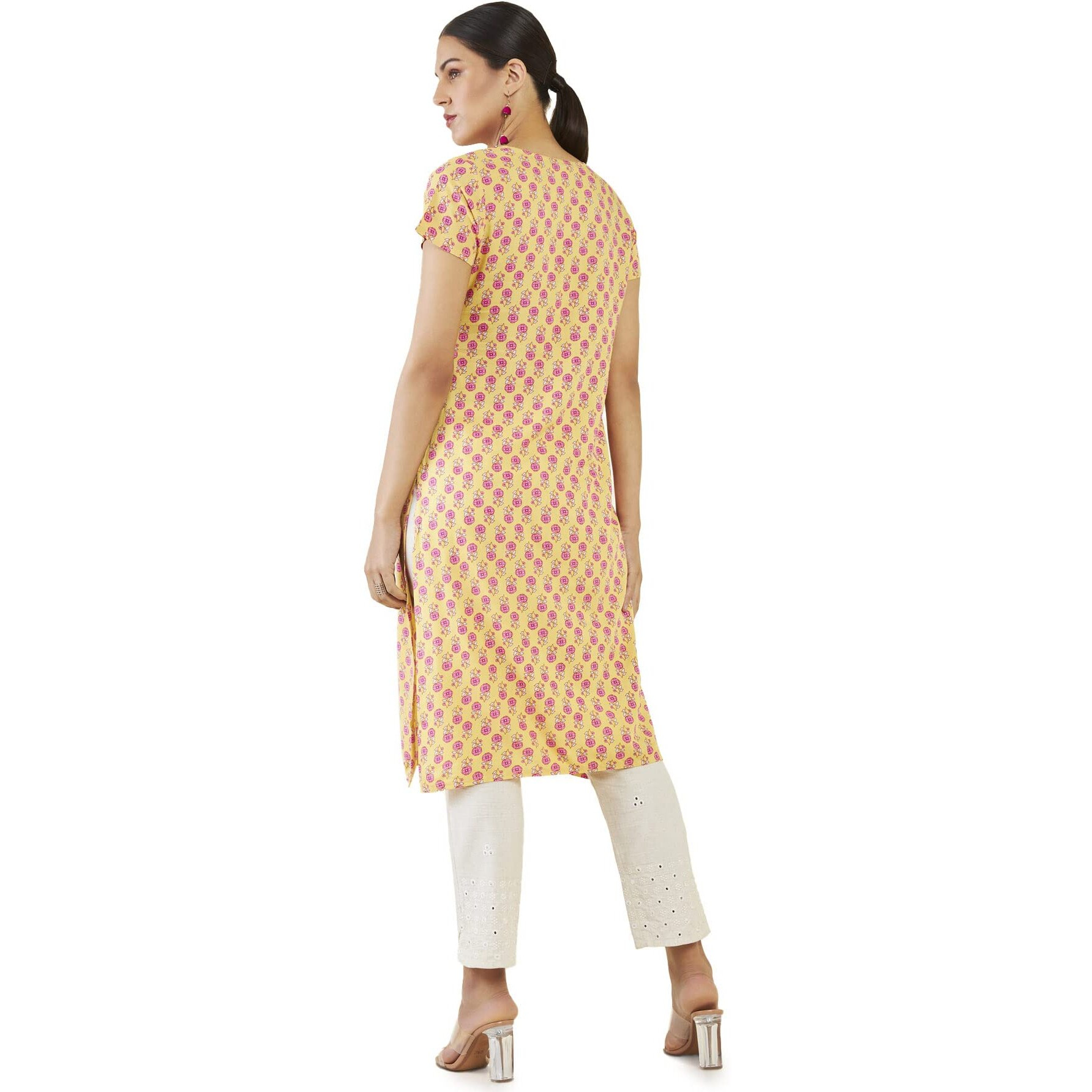 Soch Women Yellow Rayon Printed Kurta(8907715970173_Yellow_S)