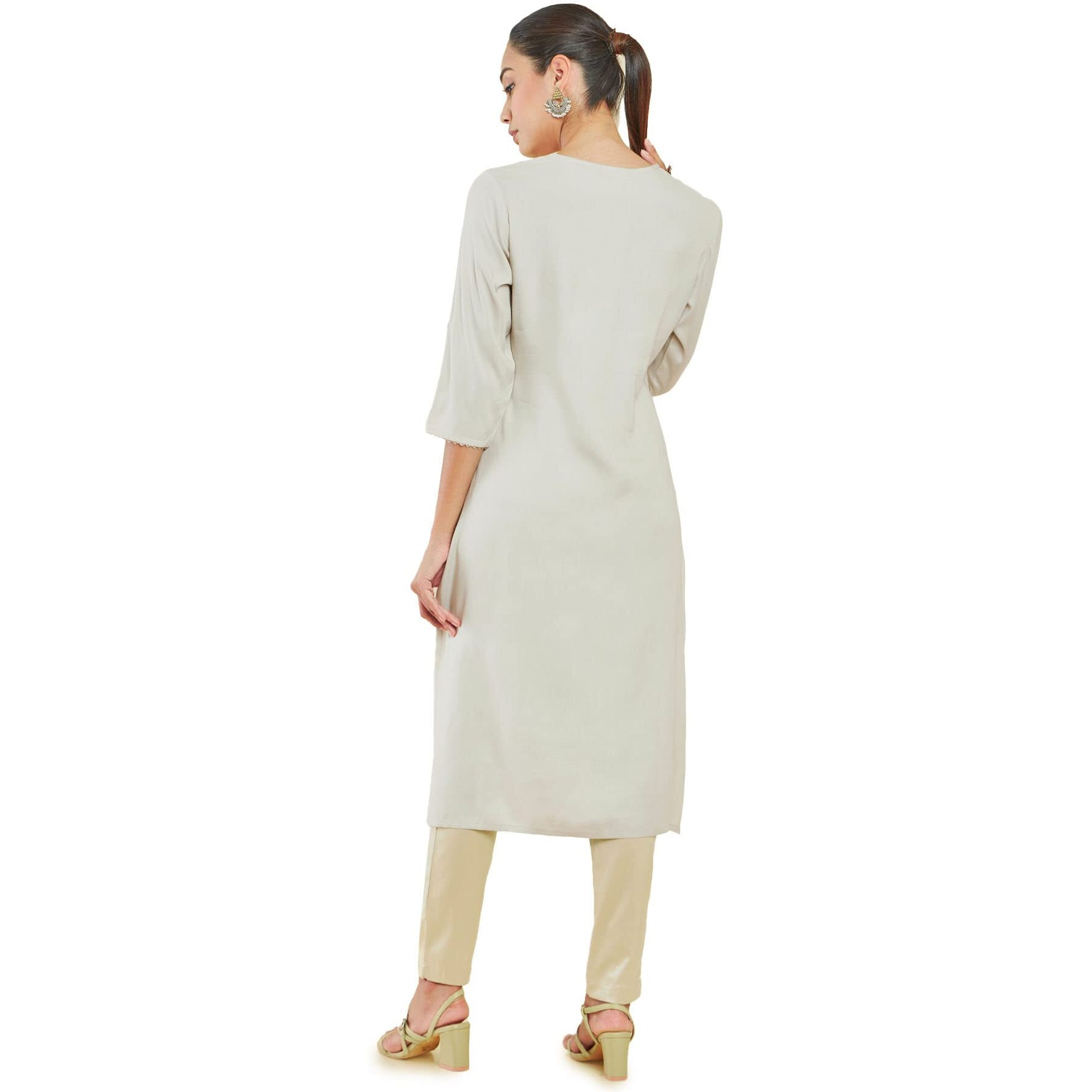 Soch Women Beige Rayon Embellished Kurta(8907715976182_Beige_Xs)