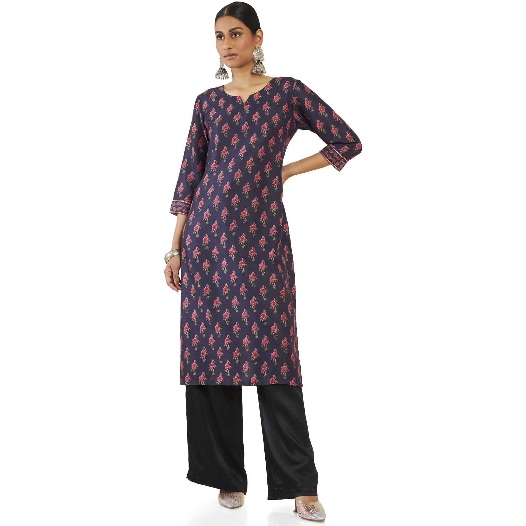 Soch Women Maroon Modal Printed Kurta(8907715976663_Maroon_Xs)