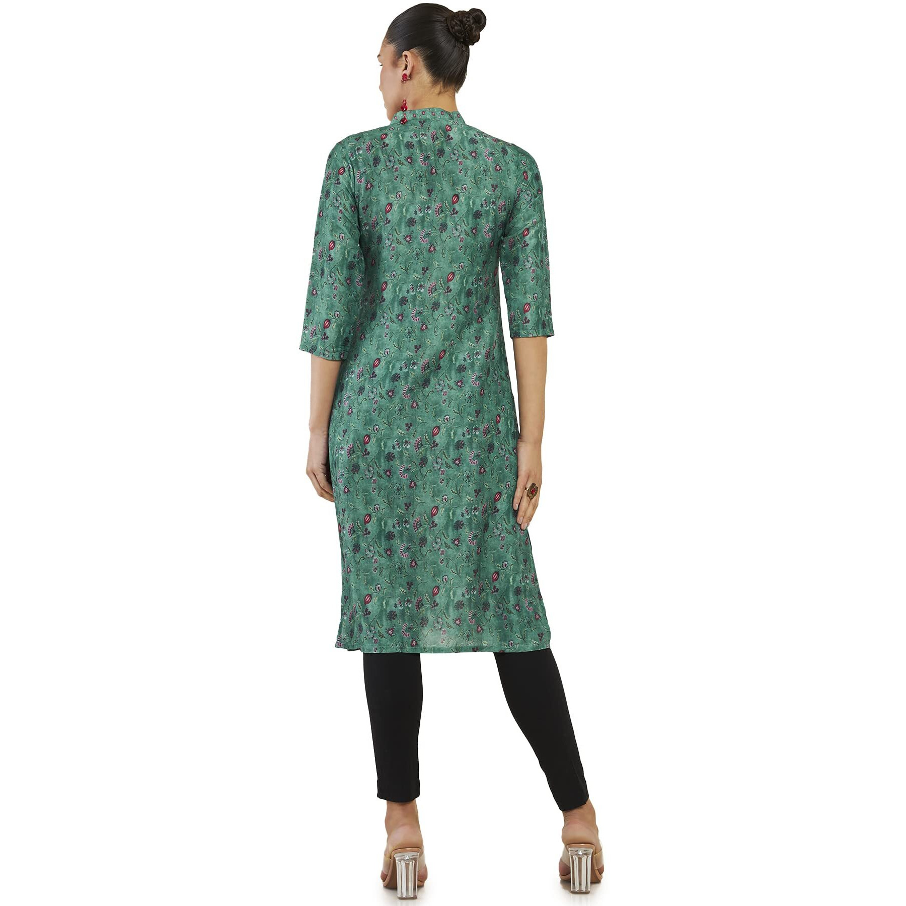 Soch Women Teal Cotton Blend Floral Kurta(8907715976960_Teal_Xs)