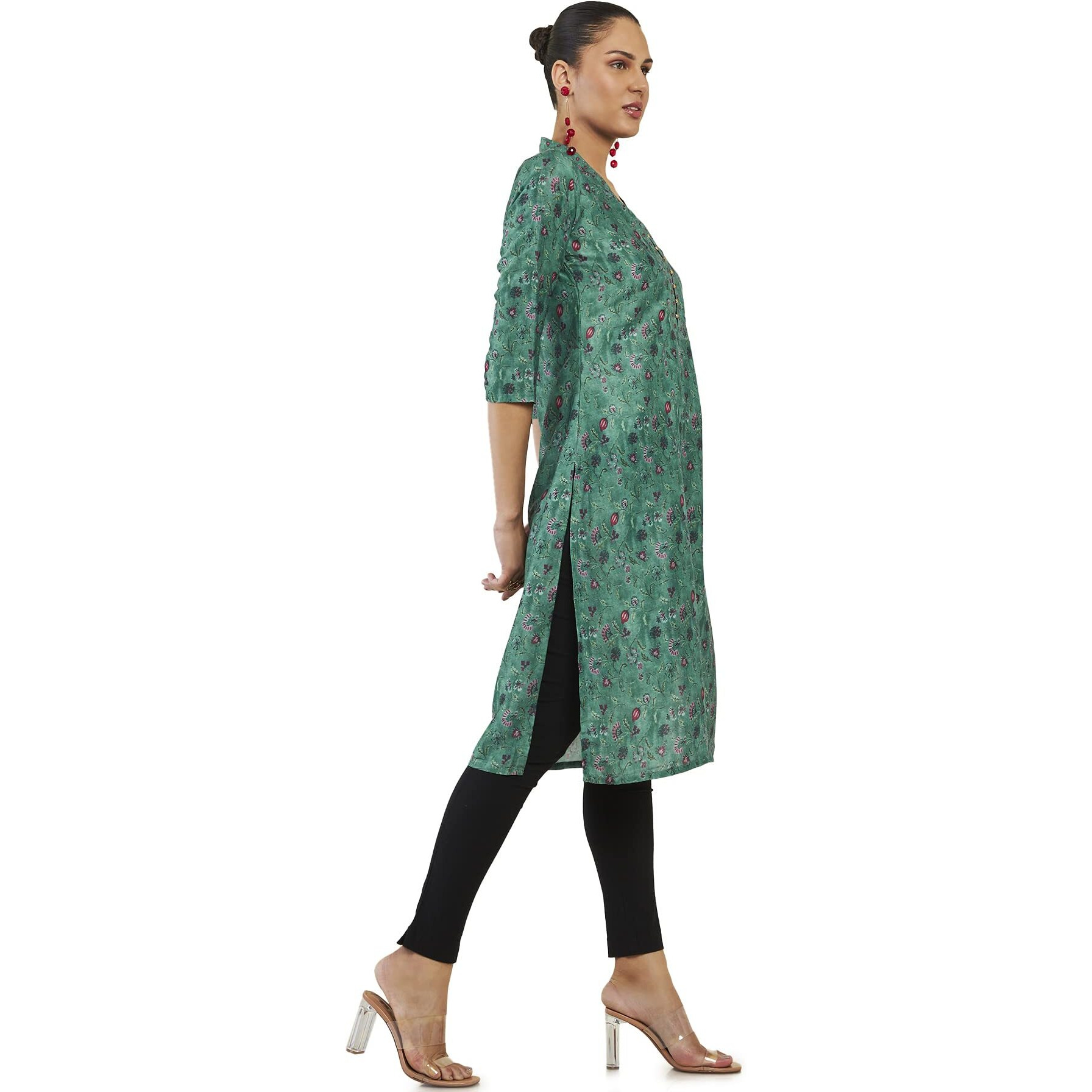 Soch Women Teal Cotton Blend Floral Kurta(8907715976960_Teal_Xs)