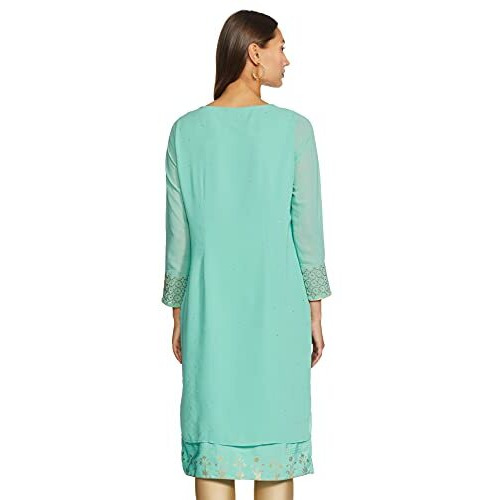 W For Woman Women's Synthetic Solid Straight Kurta (18Aus11660-65782_Light Blue_12