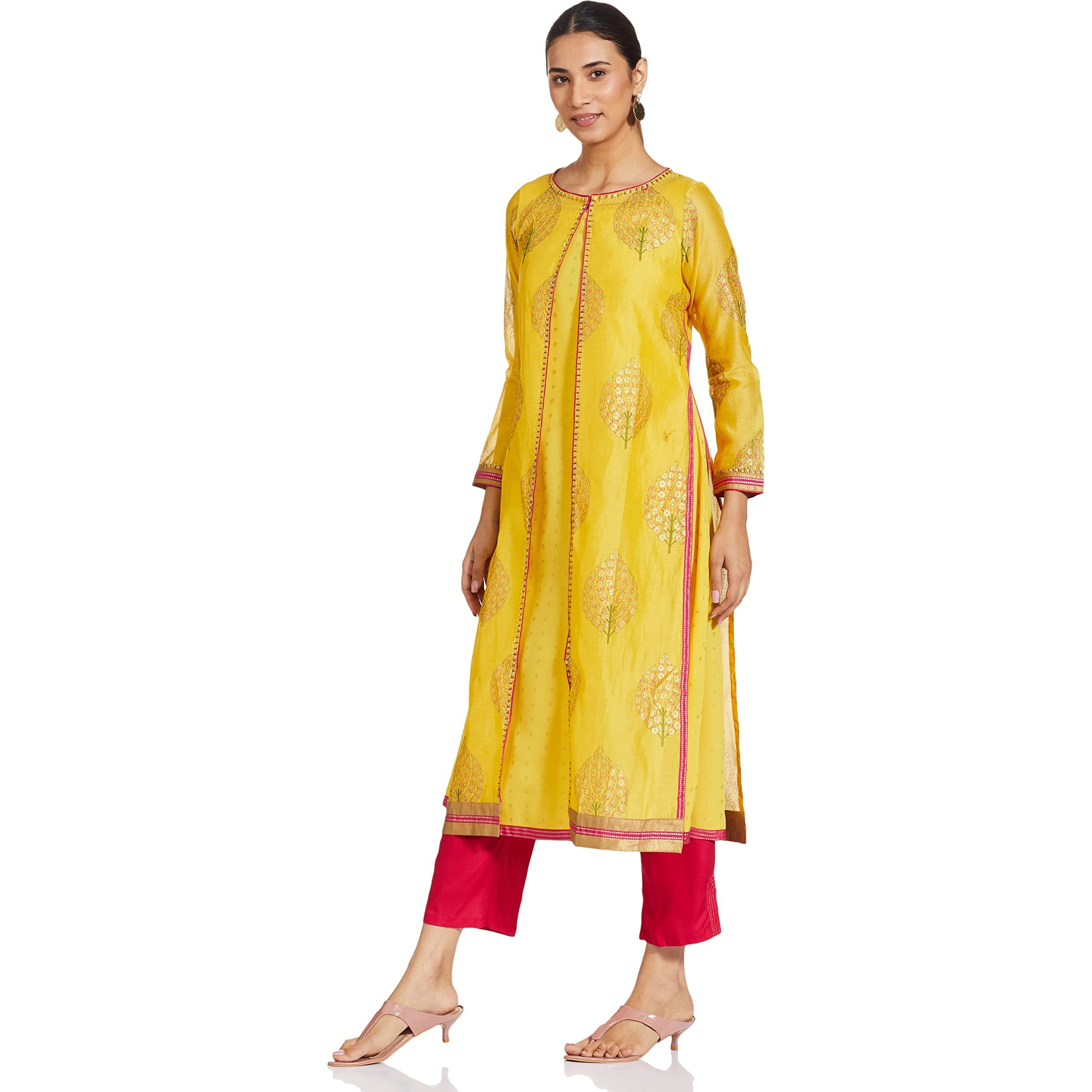 Wishful By W Women's A-Line Kurta (18Aus11591-50361_Yellow_8)
