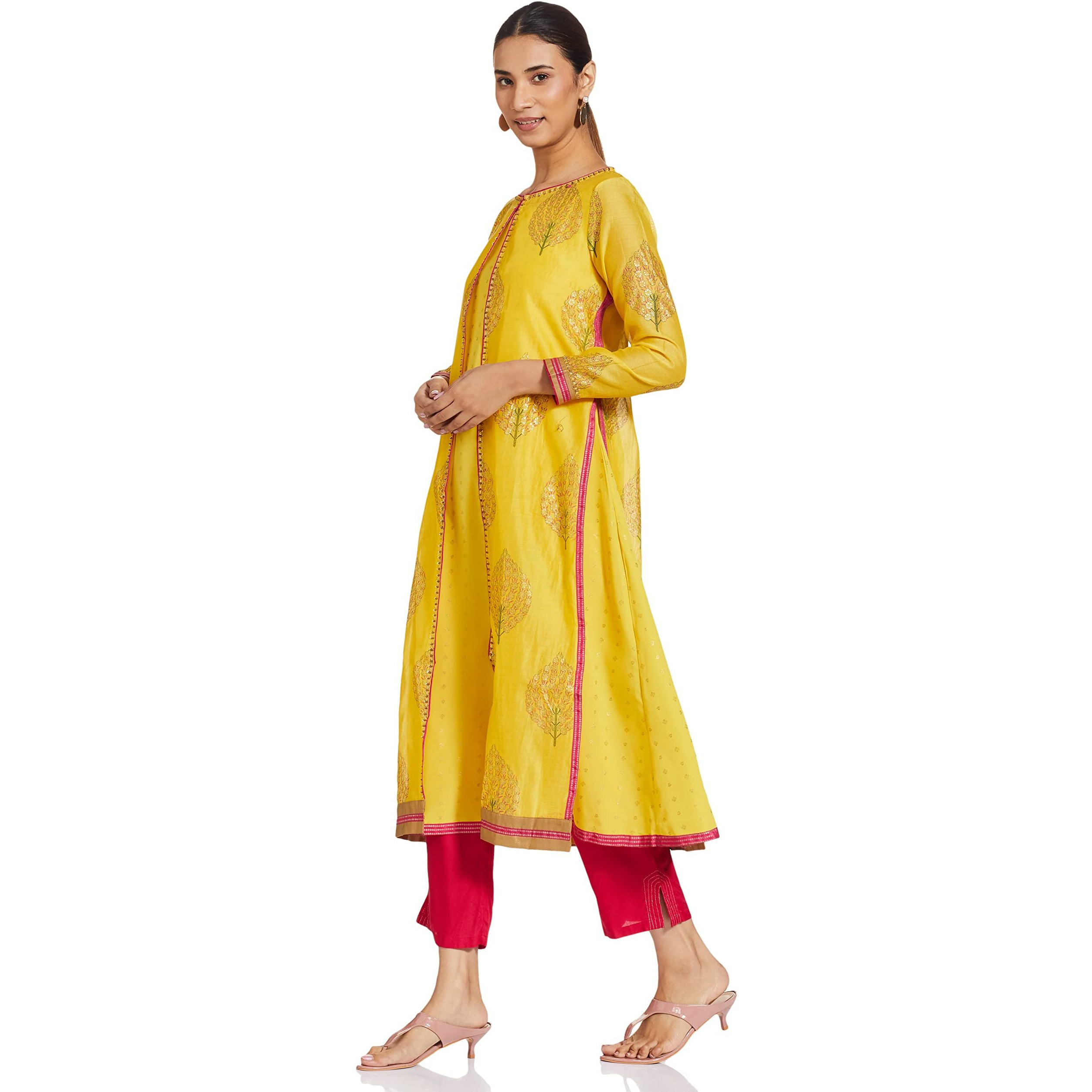 Wishful By W Women's A-Line Kurta (18Aus11591-50361_Yellow_8)