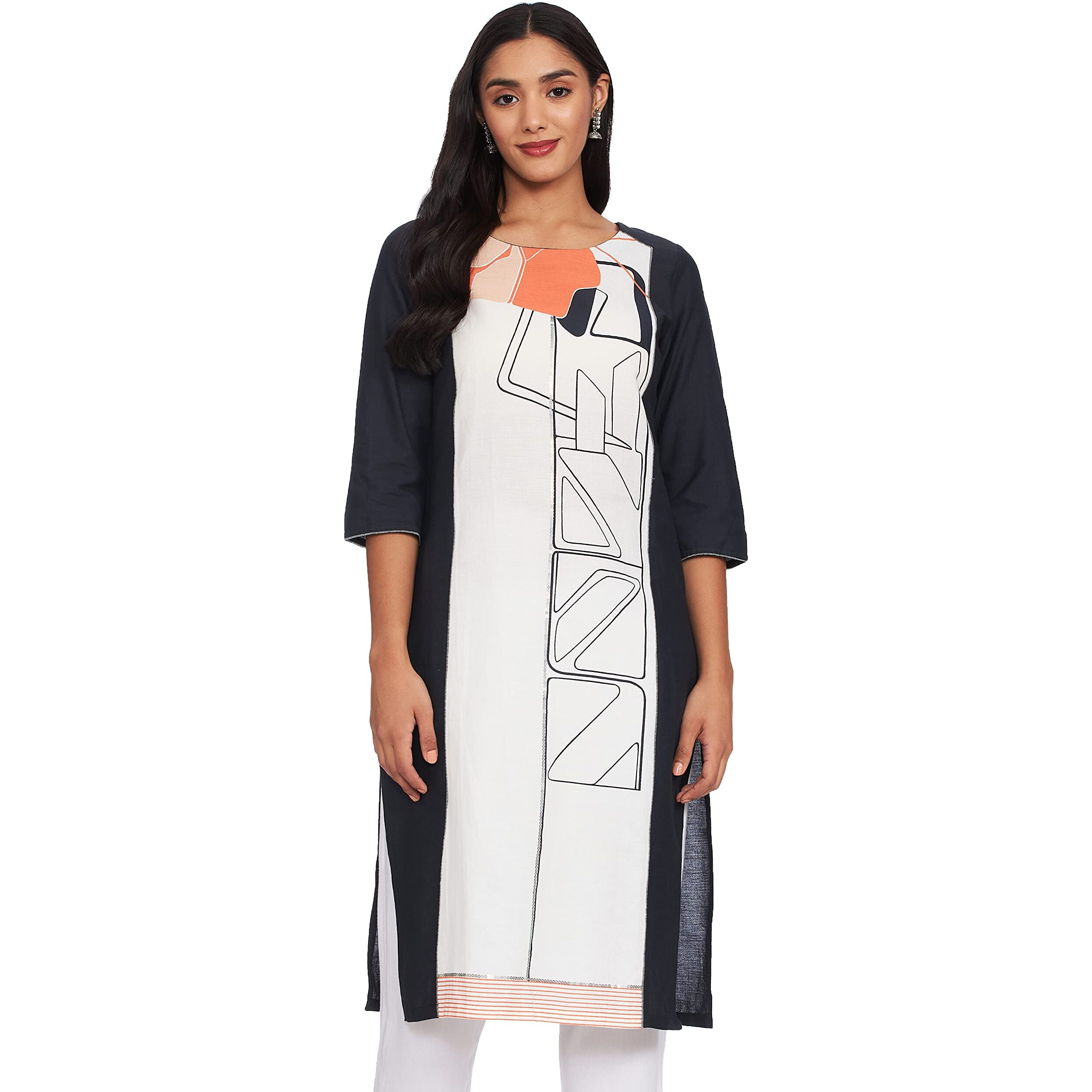 W For Woman Women's Straight Kurta (18Auw17606-51593_Ecru_12)
