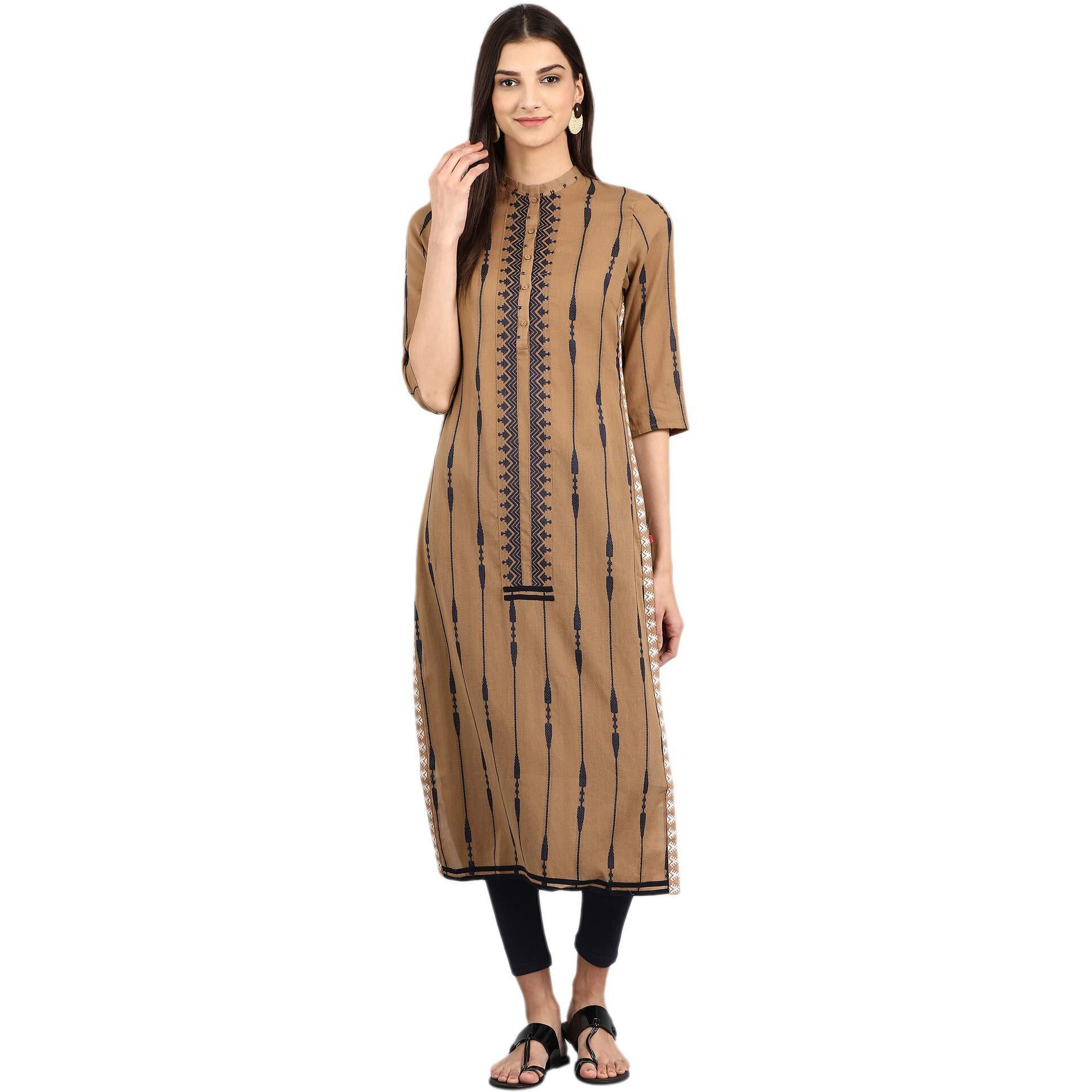 W For Woman Straight Kurta (18Auw11251-310104_Brown_8)