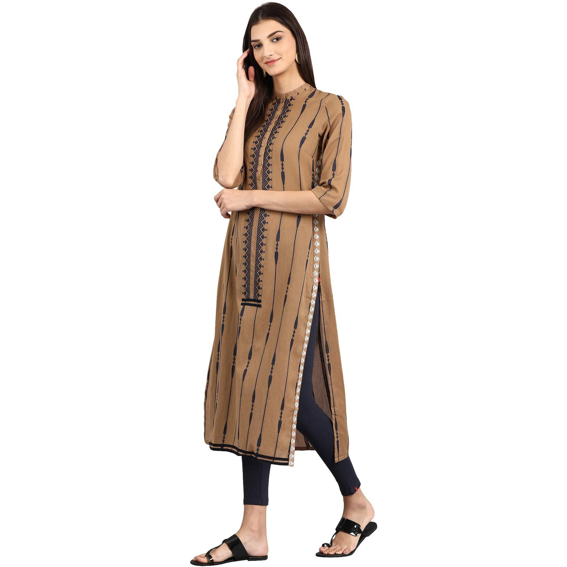 W For Woman Straight Kurta (18Auw11251-310104_Brown_8)