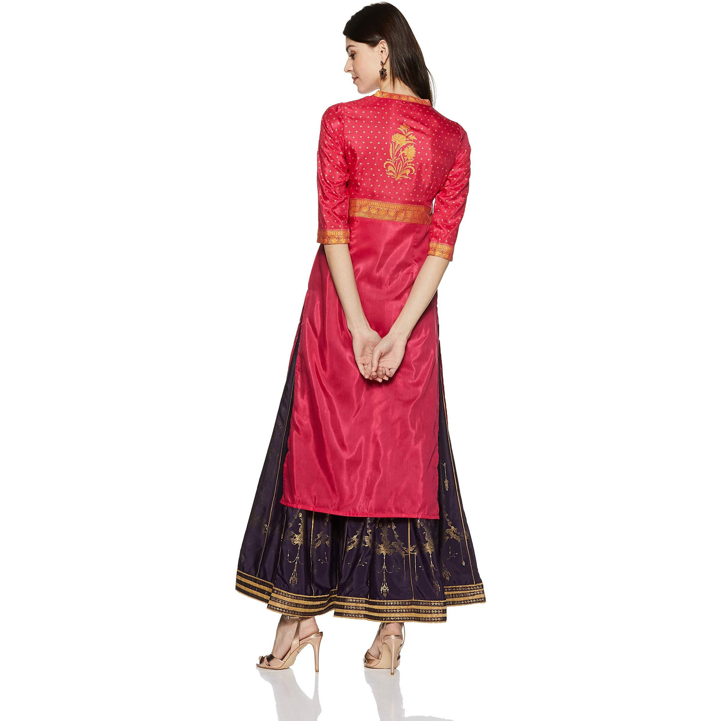 Aurelia Women's Straight Kurta (18Aua10156-100525_Pink_X-Large)
